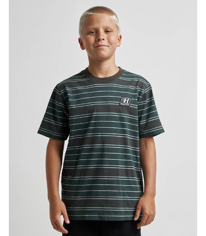 MAD HUEYS BOYS HUEYS STRIPE S/S TEE - PINE GREEN