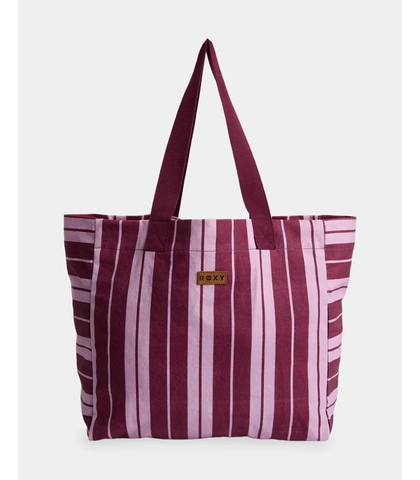 ROXY SUNDAY STRIPE TOTE - BEET RED