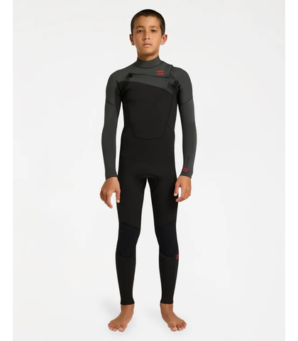 BILLABONG BOYS 3/2 ABSOLUTE CHESTZIP STEAMER - TAR BLACK