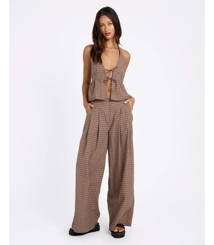 VOLCOM LADIES CHECKER PANT - EARTH