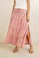 RHYTHM LADIES LOLA CHECK TIRED MAXI SKIRT - PLUM