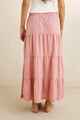 RHYTHM LADIES LOLA CHECK TIRED MAXI SKIRT - PLUM