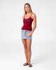 RUSTY LADIES TANK GIRL STAPLE SINGLET - CRANBERRY / NAVY