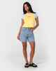 RUSTY LADIES CYPRUS HIGH 2.0 DENIM SHORT - TRUE BLUE