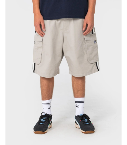 RUSTY MENS 8-BALL ELASTIC WAIST CARGO SHORT - STONE GREY