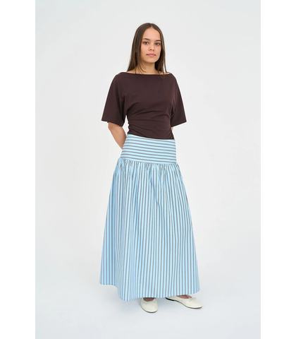 HUFFER LADIES STRIPE ASHTON SKIRT - BAY BLUE