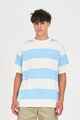 HUFFER MENS STRIPE TEE - BAY BLUE / CHALK