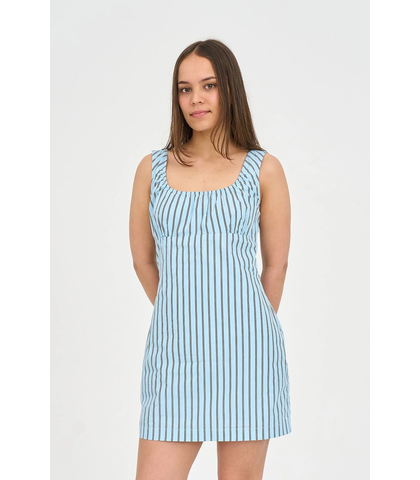 HUFFER LADIES STRIPE CORA MINI DRESS - BAY BLUE