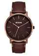 NIXON PORTER LEATHER WATCH - CHOCOLATE / DARK ROAST BROWN