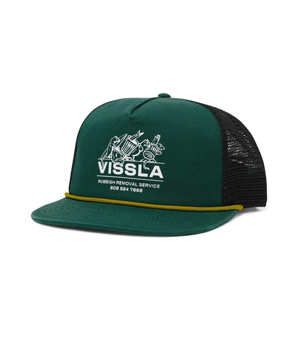VISSLA MENS DOUBLE SHAKA TRUCKER CAP - EVER GREEN