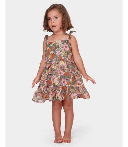 BILLABONG TODDLER GIRLS FIORE DRESS - MINERAL GREEN
