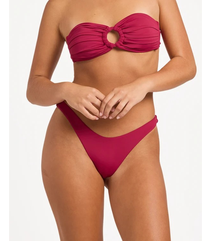 ROXY LADIES BEACH CLASSICS HIGH LEG CHEEKY BIKINI PANT - BEET RED