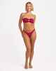 ROXY LADIES BEACH CLASSICS HIGH LEG CHEEKY BIKINI PANT - BEET RED
