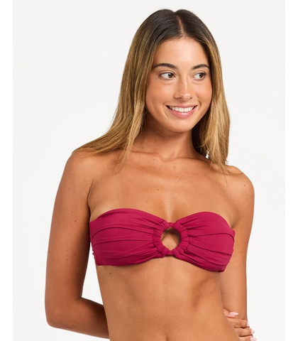 ROXY LADIES BEACH CLASSICS BANDEAU BIKINI TOP - BEET RED