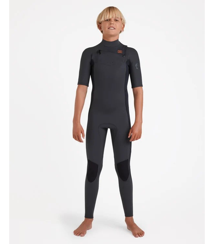 BILLABONG BOYS 2MM ABSOLUTE S/S CHESTZIP STEAMER - BLACK