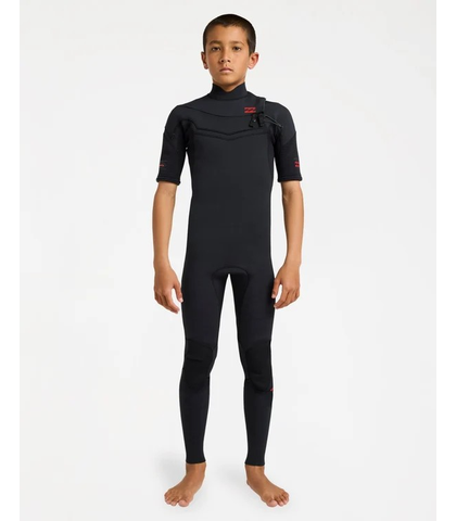 BILLABONG BOYS 2MM ABSOLUTE ULTRA  S/S  S-ZIP STEAMER - BLACK