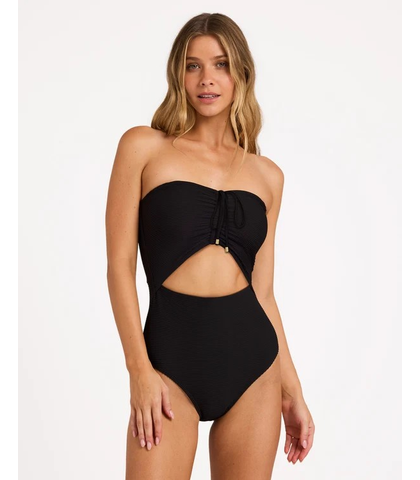 BILLABONG LADIES TANLINES 1 PIECE BANDEAU SWIMSUIT - BLACK