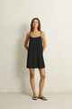RHYTHM LADIES LINEN LACE SLIP MINI DRESS - BLACK