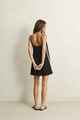 RHYTHM LADIES LINEN LACE SLIP MINI DRESS - BLACK