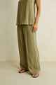 RHYTHM LADIES LINEN LACE TRACKPANT - OLIVE