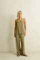 RHYTHM LADIES LINEN LACE TRACKPANT - OLIVE