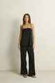 RHYTHM LADIES LINEN LACE TRACK PANT - BLACK