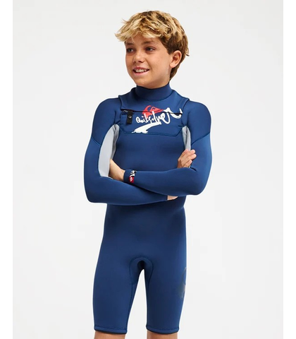 QUIKSILVER BOYS YOUNG GUNS 2MM L/S SPRINGSUIT - DARK DENIM