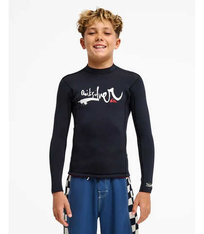 QUIKSILVER BOYS YOUNG GUNS 1.5MM L/S SURF JACKET - BLACK
