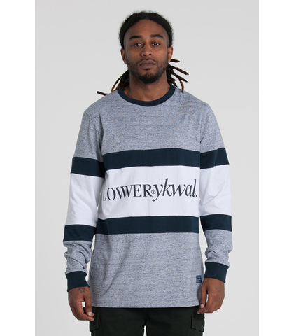 LOWER MENS PANEL L/S TEE - TIMES - GREY/NAVY/WHITE
