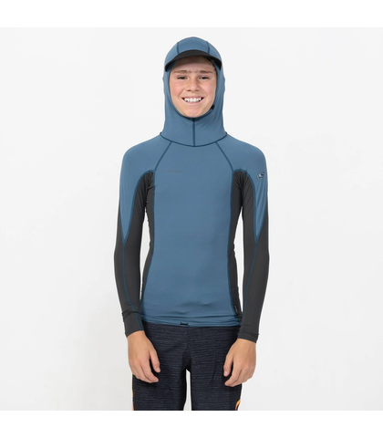 O'NEILL YOUTH HYPERFREAK L/S HOODED RASHSHIRT - BLUE FUSION
