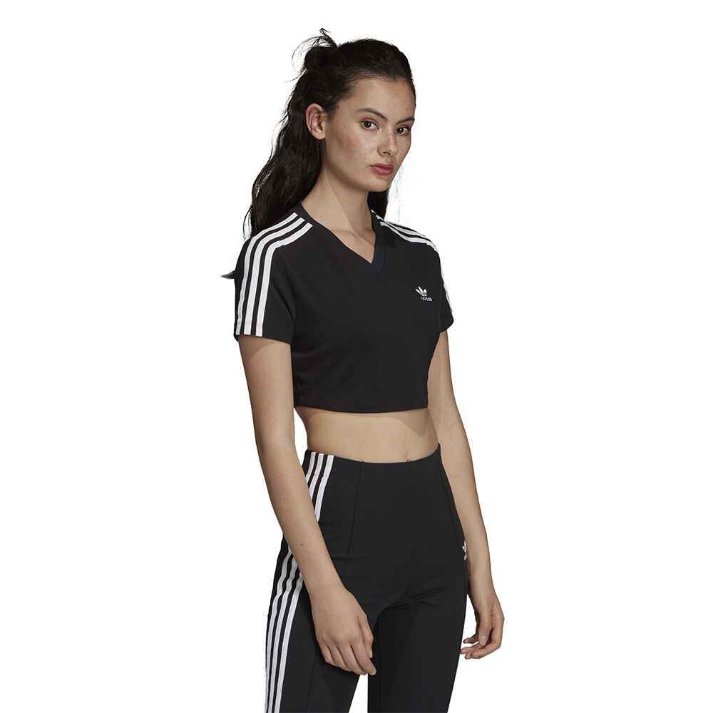 Adidas Ladies Cropped Tee Black White Womens Top Sequence Surf