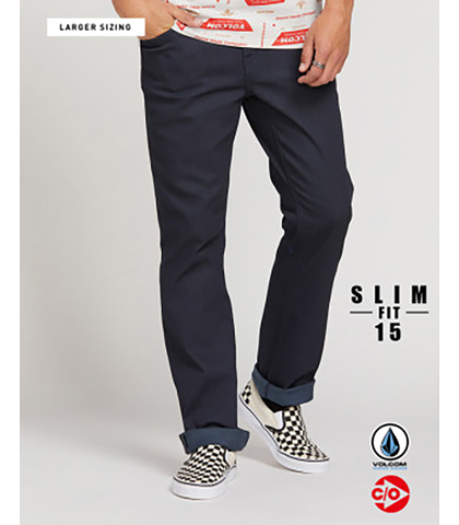 VOLCOM MENS VORTA JEAN - COATED INDIGO