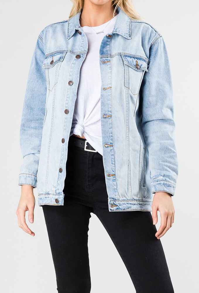RUSTY LADIES PATIENCE LONG LINE DENIM JACKET - DUST BLUE - Womens-Top :  Sequence Surf Shop - RUSTY LADIES W19