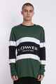 LOWER MENS PANEL L/S TEE - EXECUTIVE - GREEN/CHARCOAL