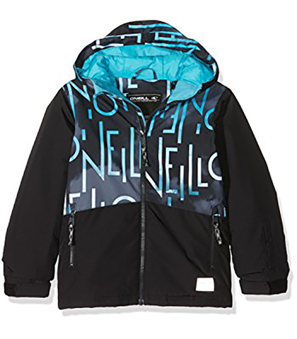 O'NEILL BOYS HUBBLE SNOW JACKET - BLACK/AQUA