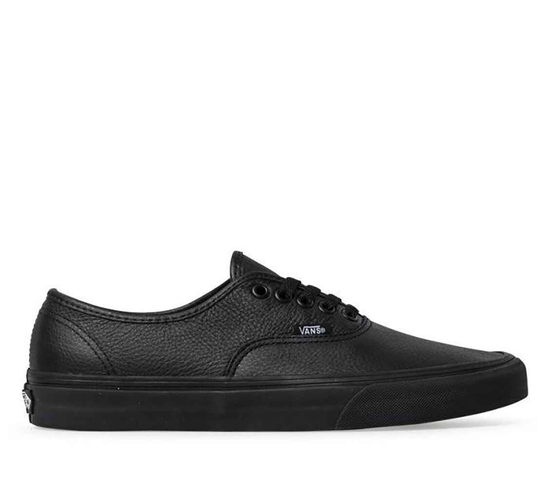 plain black leather vans