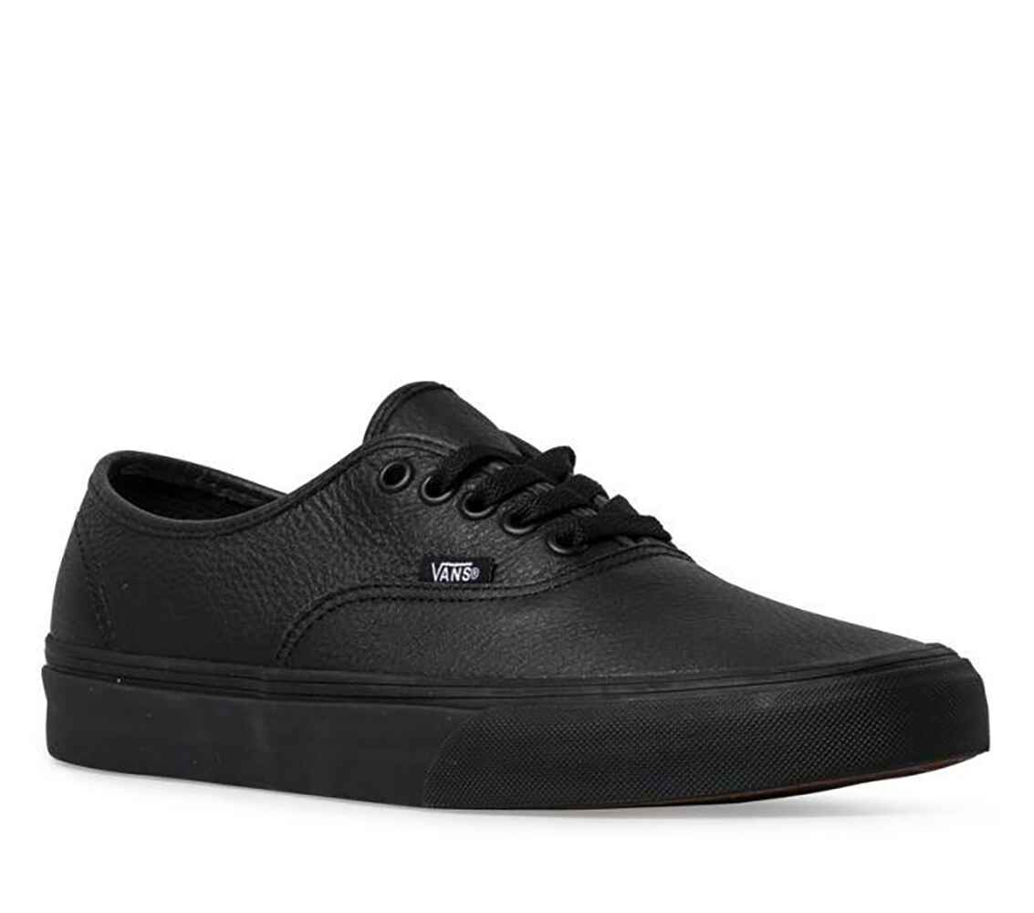 plain black leather vans