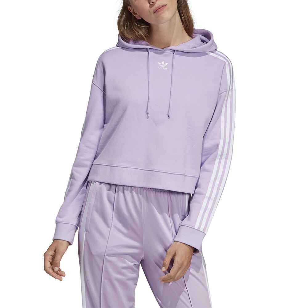 ADIDAS LADIES CROPPED HOODIE PURPLE - Womens-Top : Sequence Surf Shop - ADIDAS