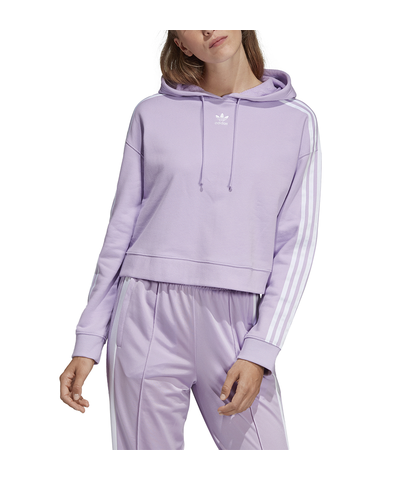ADIDAS LADIES CROPPED HOODIE - PURPLE GLOW