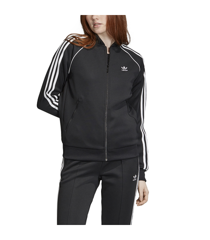ADIDAS LADIES 3 STRIPE TRACK TOP - BLACK