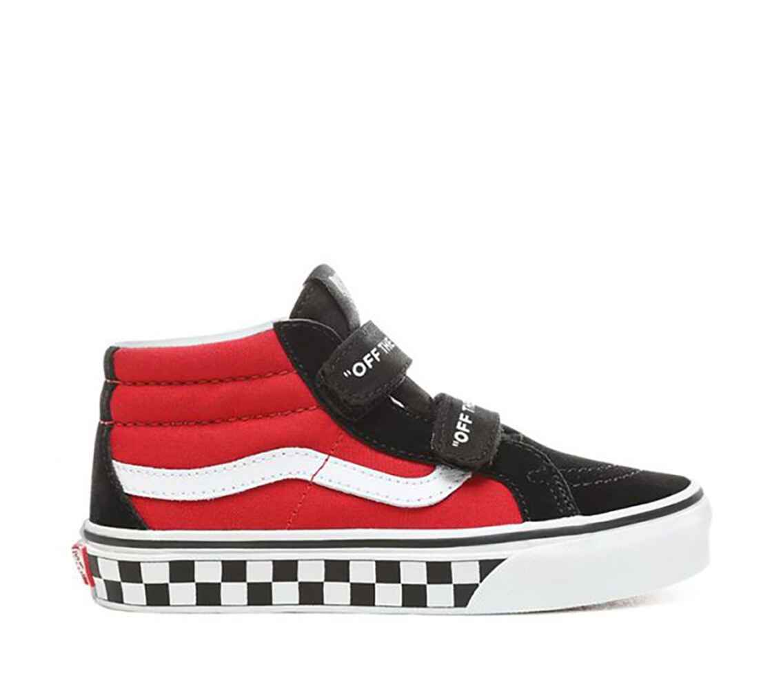 black and red velcro vans