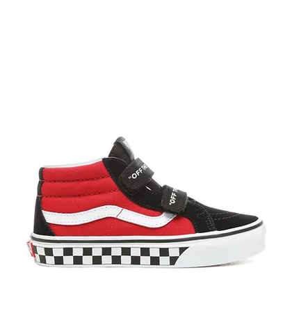 VANS YOUTH SK8 MID REISSUE VELCRO - LOGO POP - BLACK/ RED / WHITE