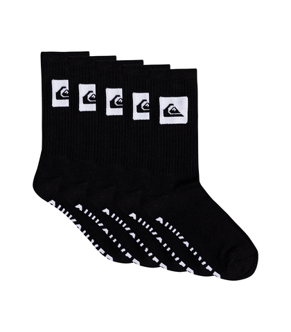QUIKSLIVER 5 PACK CREW SOCK - BLACK - SIZE 8-12