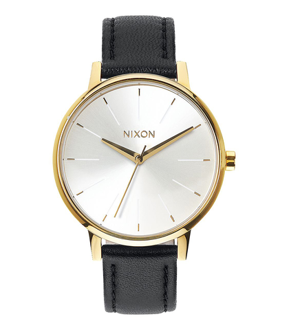 NIXON KENSINGTON LEATHER WATCH - GOLD/ BLACK/ WHITE