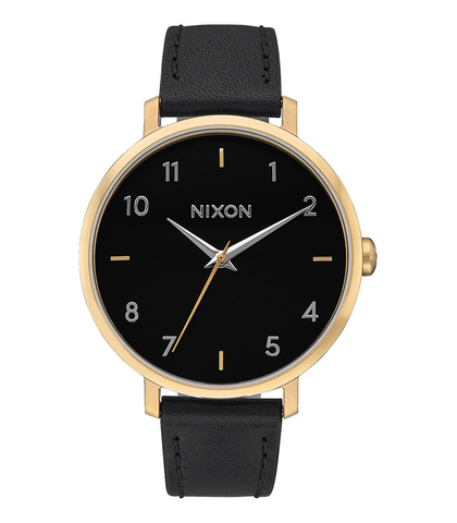NIXON ARROW LEATHER WATCH - GOLD/ BLACK