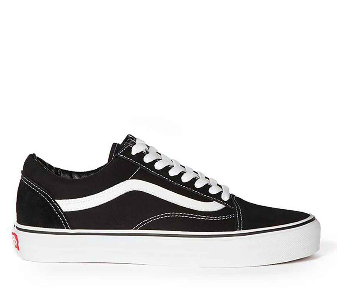 vans old skool black and white with black laces