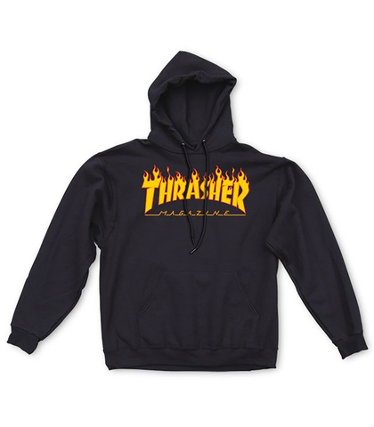 THRASHER - FLAME LOGO HOOD - BLACK