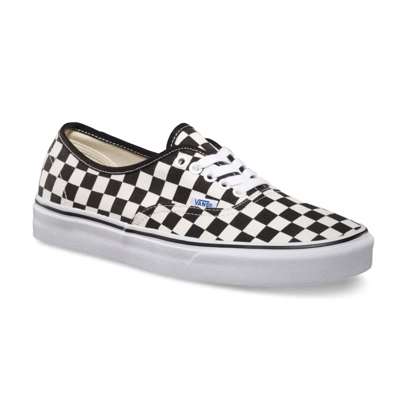 black and white checkered vans lace up