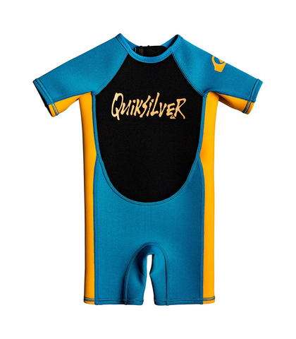 QUIKSILVER TODDLERS 1.5MM SYNCRO BACK ZIP SPRINGSUIT - TEAL/FLAME