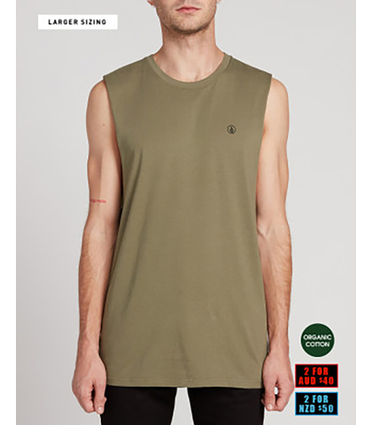 VOLCOM MENS SOLID MUSCLE  - ARMY COMBO